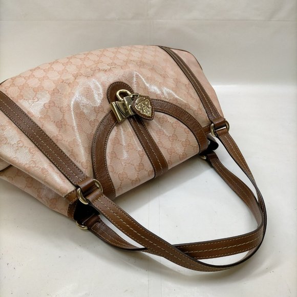 Gucci Handbags - GUC Large  Pink Gucci GG Monogram Crystal Hysteria Hand Bag  Coated Canvas